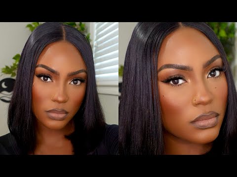 HOW TO WEAR A WIG OVER LOCS|| QT HAIR REVIEW 5x5 GLUELESS  12" YAKI STRAIGHT BOB