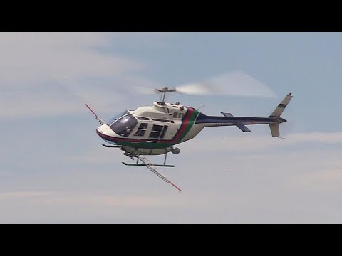 【2024へリコプター航空防除作業】Bell 206B-3 JetRanger III JA9737　エンジンスタート～離陸/Helicopter Crop Dusting in Japan.