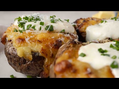 Garlic confit butter twice baked potatoes (jacket potatoes) - ASMR