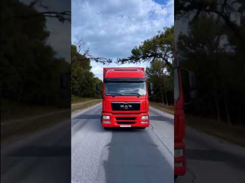 big red truck running on asphalt road  truk oleng #truck #trukoleng #animation #ai #aishorts #sound