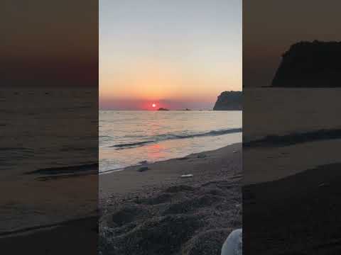 Beautiful sunset view at Buljarica beach in Montenegro filled with relaxing sounds of the sea.