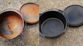 【誰でも簡単】酢を使うダッチオーブンの錆落としとシーズニング / Removing Rust from a Dutch Oven with Vinegar / Seasoning