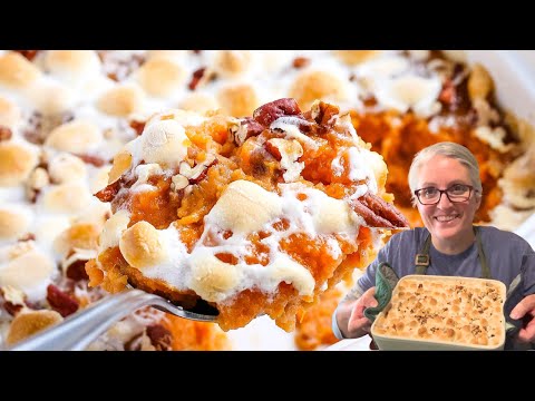 Southern Sweet Potato Casserole Recipe with Marshmallows and Pecans