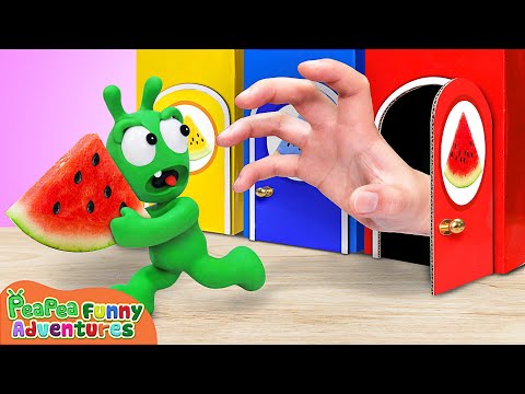 Pea Pea Have Fun with Watermelon from Mystery Colored Door - Pea Pea Funny Adventures