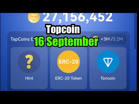 Topcoin daily bounty | tap coin daily combo card today | tap coin combo 16 September