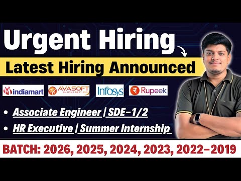 🔥IndiaMart Hiring Announced | Infosys, Avasoft New Hiring | 2026, 2025, 2024, 2023, 2022-2019 BATCH