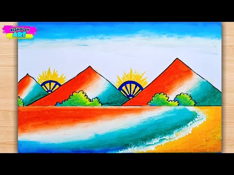 Unique Drawing 😱👌🤩 | Indian Flag Colours On Mountains🔥☀️🥰 | Tiranga Montain Drawing | Kisholoy