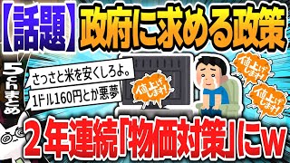 【５ｃｈスレまとめ】政府に求める政策「物価対策」2年連続で最多に 内閣府世論調査【ゆっくり】