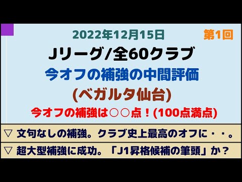 (☆1) 【ベガルタ仙台】オフの主役に！今オフの補強を100点満点で採点してみた！ (中間評価)