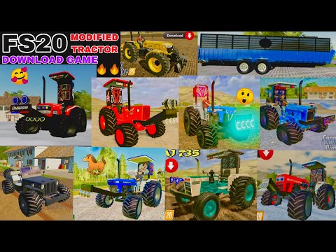 MODIFIED TRACTOR GAME DOWNLOAD || fs20 all Indian tractor mod || top Indian tractors games #fs20