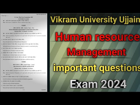 Human resource management imp questions and previous year question Vikram University Ujjain