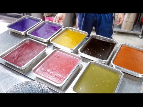 How Amazing 8-color Handmade Jelly Cake is made / 彩色手工粉粿製程,每日現做8種天然水果、茶染色～-Taiwanese Street Food