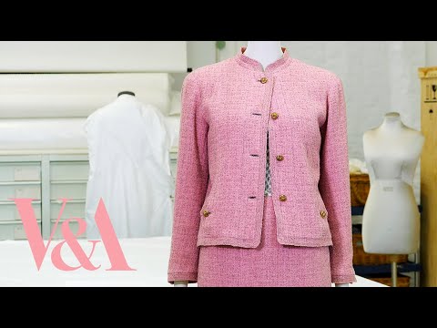 Couture CHANEL tweed suit worn by Lauren Bacall | Fashion Unpicked | V&A