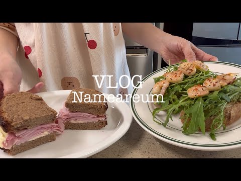 KOREAN OFFICE WORKER'S LUNCH BOX VLOG/ HOME BAKING|Open sandwich |Kimbap|greek yogurt|south korea