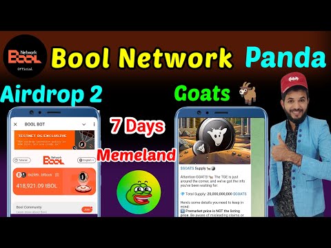 Bool Network Airdrop Season 2 | Seed Airdrop | Memeland & panda Airdrop | Goats Airdrop coming soon