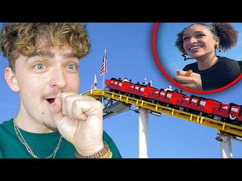 HER FIRST TIME ON A ROLLER COASTER!!