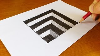 Very Easy!! How To Draw 3D Hole - Anamorphic Illusion - 3D Trick Art on paper