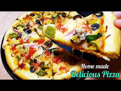 Home made veg Pizza  | How to make pizza with  instant yeast | Quick and easy home made pizza recipe