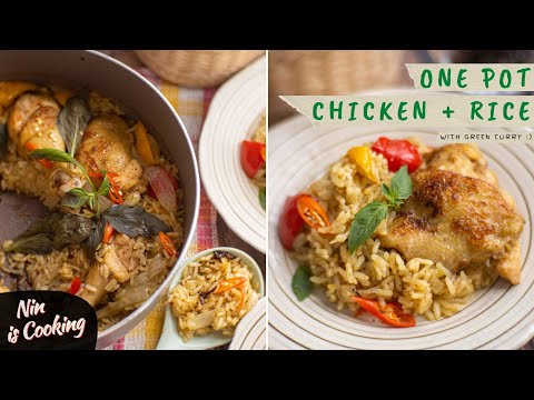 Easy Green Curry Chicken Recipe | One Pot Chicken Curry Rice | Delicious Thai Food Fusion