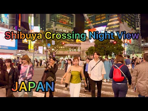 [4K 60fps]  渋谷スクランブル交差点の夜景。東京、日本。Shibuya Night Walk. Japan.