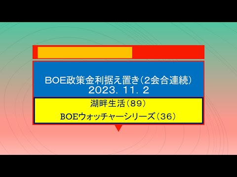 湖畔生活（89）BOE政策金利据え置き（２会合連続）