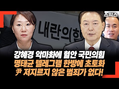 강혜경 가짜 뉴스 악마화에 혈안 국민의힘. 명태균 텔레그램 한방에 초토화. 윤석열 내란, 외환에 이어 이제는 선거법까지.