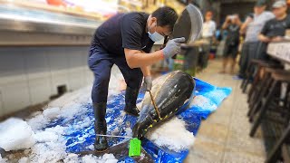 Giant bluefin tuna cutting Master, Luxurious sashimi台灣黑鮪魚切割大師