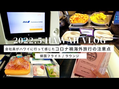 2022年ハワイ旅行vlog vol.11 / いま海外旅行に行く際に気をつけるべきこと / ANA帰国フライト / ホノルル空港ラウンジの様子