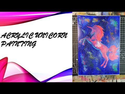 Acrylic Unicorn Painting with Neon Colours