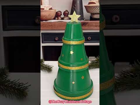 DIY Planter Christmas Tree Craft #christmas #christmastree #shorts