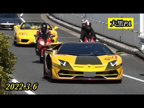 2022.3.6.日曜日の大黒PAに集まるスーパーカーを撮影！Super Performance Cars Supercar Acceleration Sound！