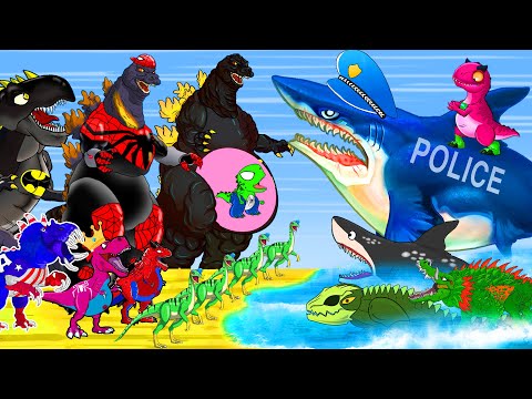 Giant Megalodon police, Kong godzilla Saved By Velociraptor T-REX DINO MONSTER: If Boundary Changes?