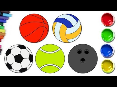 Sports Balls Drawing | How to Draw Football | Learn Drawing and Coloring with Chiki Art