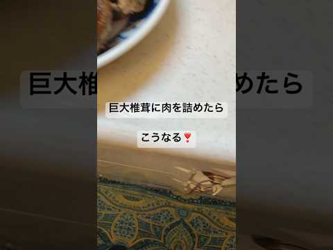 巨大椎茸に肉を詰めたらこうなる！！　#cooking #料理 #デカポメ #犬 #料理系youtuber #クッキング #料理チャンネル #ポメラニアン