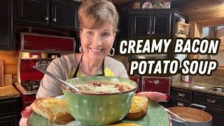 Potato And Bacon Soup With Cheese Toast Bread @ourforeverfarm