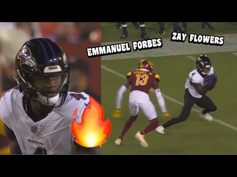 Zay Flowers Vs Emmanuel Forbes 🔥 ROOKIE Matchup! Ravens Vs Commanders 2023 NFL Preseason highlights