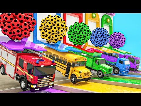 Rain Rain Go Away + Wheels On the Bus-Soccer balls and yellow bus - Baby Nursery Rhymes & Kids Songs