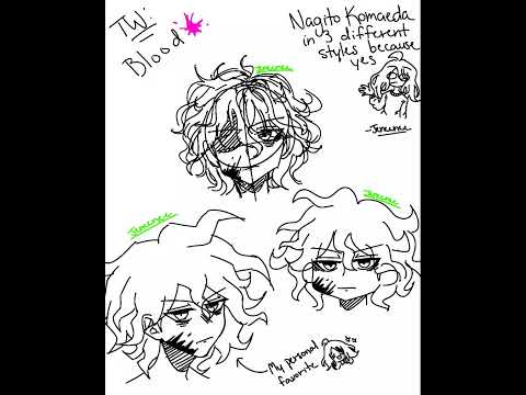 Nagito Komaeda doodles in different styles ig