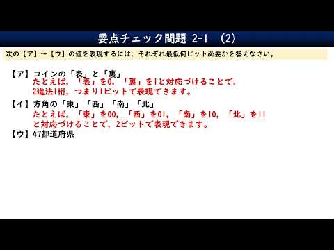 2-1-2要点チェック問題／情報Ⅰ共通テスト対策／ビット