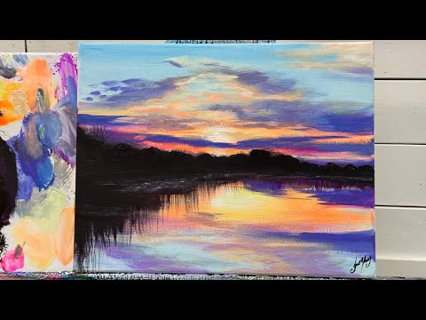 How To Paint A Sunset 🌅  Step By Step acrylic Painting Tutorial