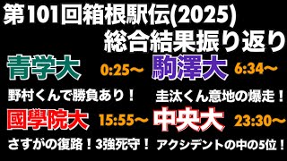 【第101回箱根駅伝】振り返り【青山学院大】【駒澤大】【國學院大】【中央大】区間配置、区間変更、2025箱根駅伝、往路復路、総合結果