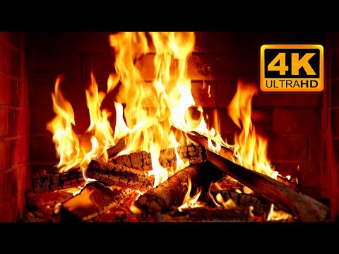 FIREPLACE 4K 🔥 Fireplace video with Burning Logs & Fire Sounds. Christmas Fireplace