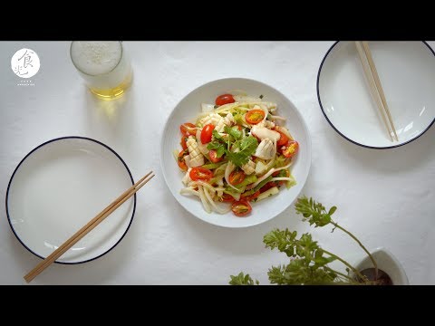 【夏至】涼拌透抽｜Neritic Squid Salad｜透抽配啤酒｜C2食光｜4K【Cooking ASMR】