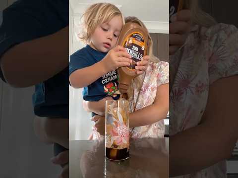 Making an iced latte with my 3 year old #ytshorts #coffee