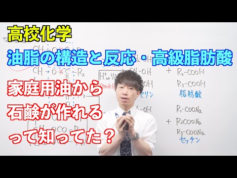 【高校化学】酸素を含む有機化合物⑪前半 〜油脂の構造と反応・高級脂肪酸〜