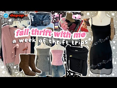 THRIFT WITH ME | Y2K / 90s THRIFT HAUL | a full week of thrift trips 🧸🎀🍂☕️ | depop seller