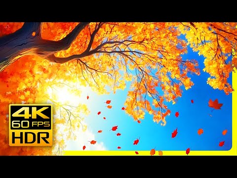 Amazing Autumn Forest & Relaxing Piano Music - Beautiful Fall Leaf Colors in 4K HDR 60 FPS