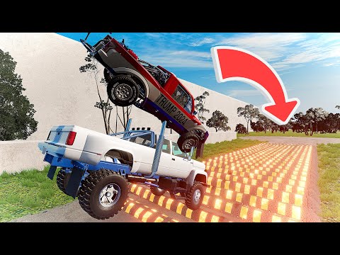 SUV Truck VS Giant Speed Bump Parkour Challenge - BeamNG Drive