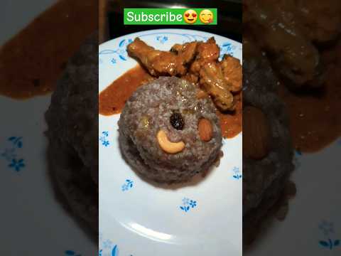 Ragi Mudha/Chicken😋 #shorts #ytshorts #chickencurry #ragi #healthy #sowmikitchen123