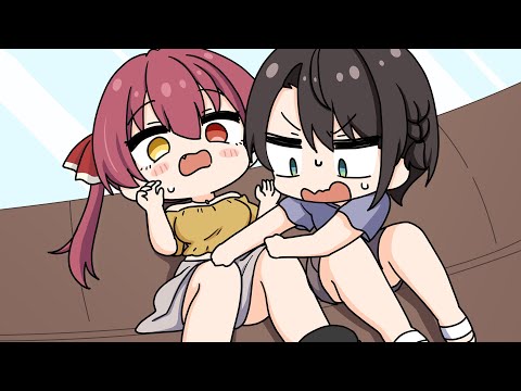 Senchou flips her skirt up to cool down, and Subaru flips out【Hololive AnimatedClip/Eng sub】